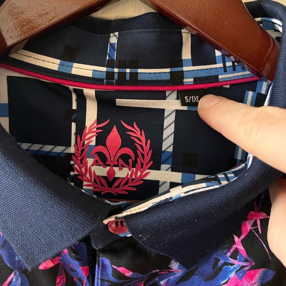 Mens Au Noir Floral All Over Print Golf Polo Shirt XL - Picture 3 of 10